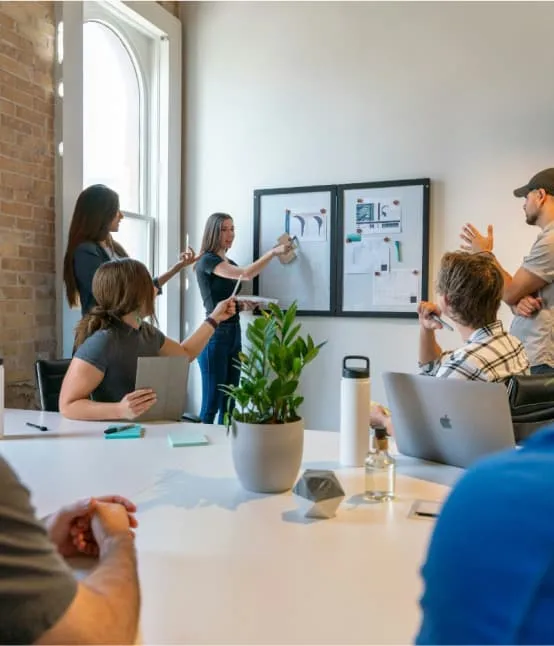 Team collaborating during a business meeting
